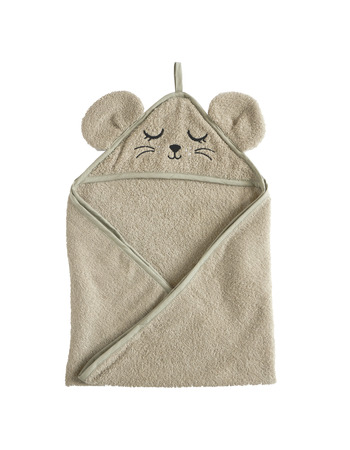 HOODED TOWEL MOUSE GREY   